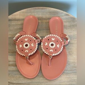 Jack Rogers Pink Studded Whipstitching Perforated Eyelet Round toe Jelly Sandal